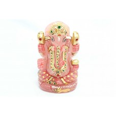 Handmade pink rose quartz Stone God Ganesha Idol statue figure 332 Gr (m)